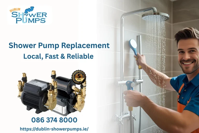 Shower pump replacement Dublin by local expert plumber installing new pump system