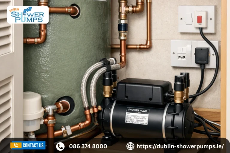 Professional shower pump repair and inspection setup